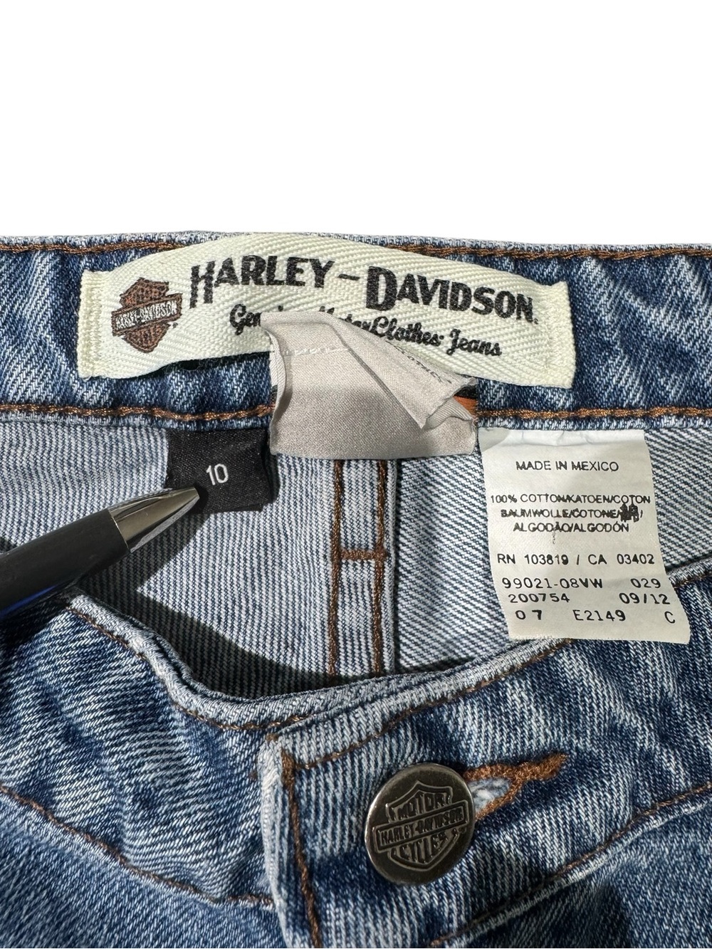 Vintage Harley-Davidson Straight Leg Medium Wash Women's Denim Jeans Size 10 - Picture 7 of 9